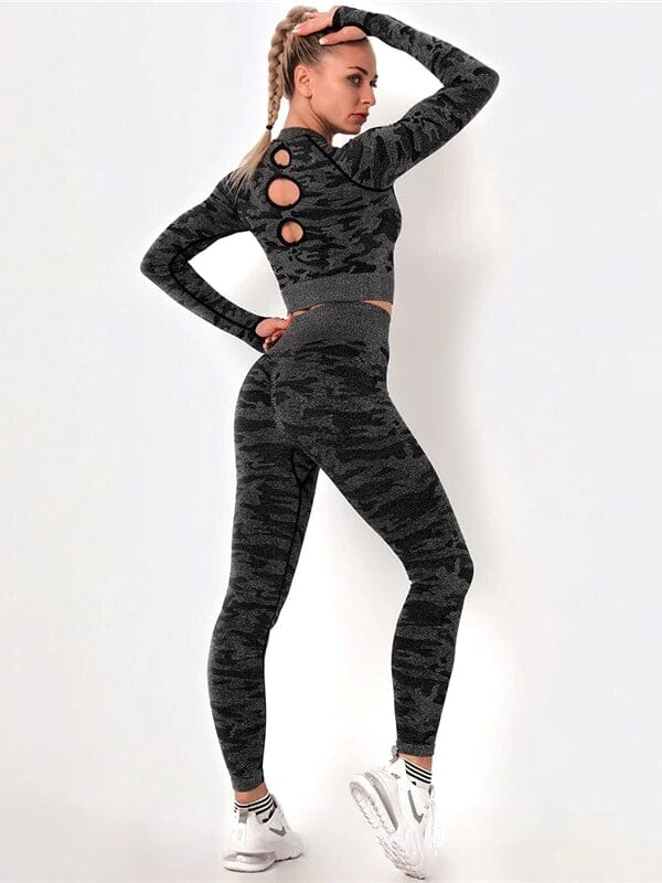 Ensemble Sport Camouflage Legging et Crop Top | Yogaova
