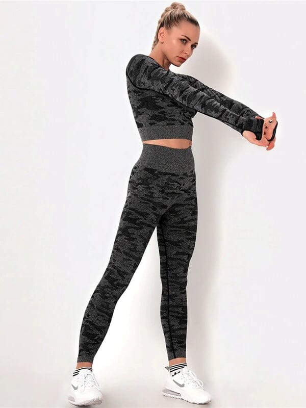 Ensemble Sport Camouflage Legging et Crop Top | Yogaova