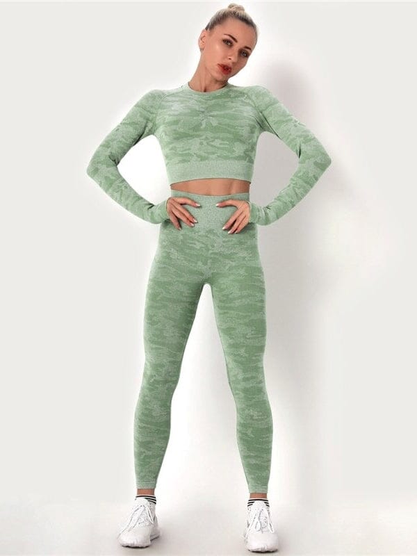 Ensemble Sport Camouflage Legging et Crop Top | Yogaova