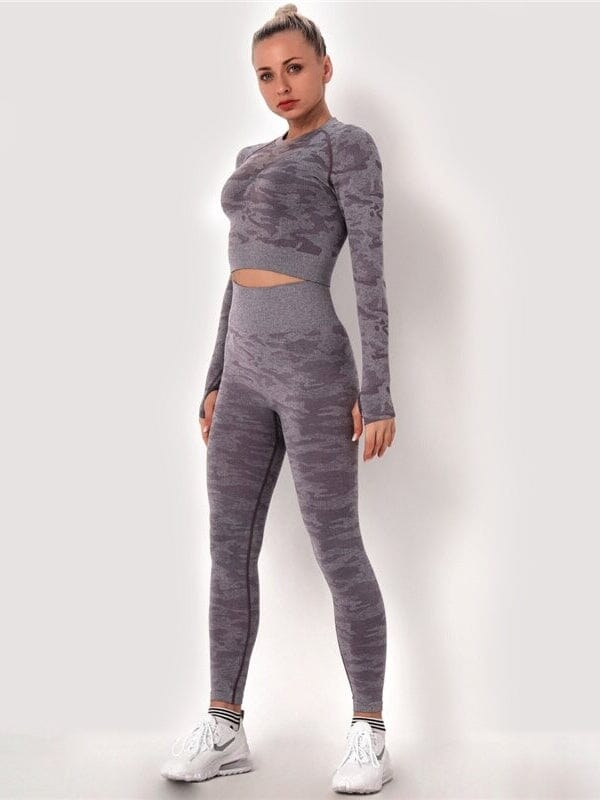 Ensemble Sport Camouflage Legging et Crop Top | Yogaova