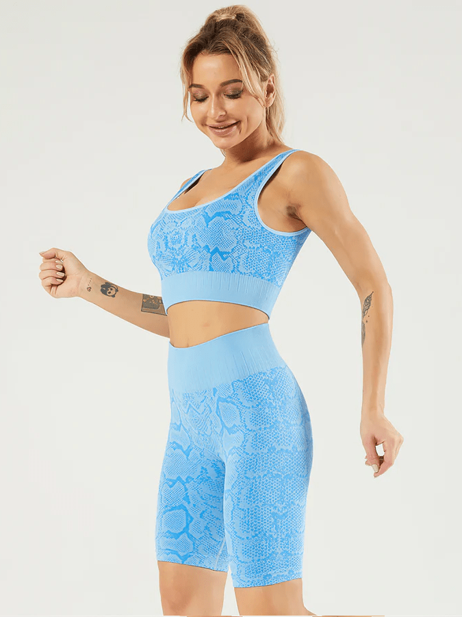 Ensemble Sport Imprimé Serpent, Short et Soutien-Gorge | Yogaova