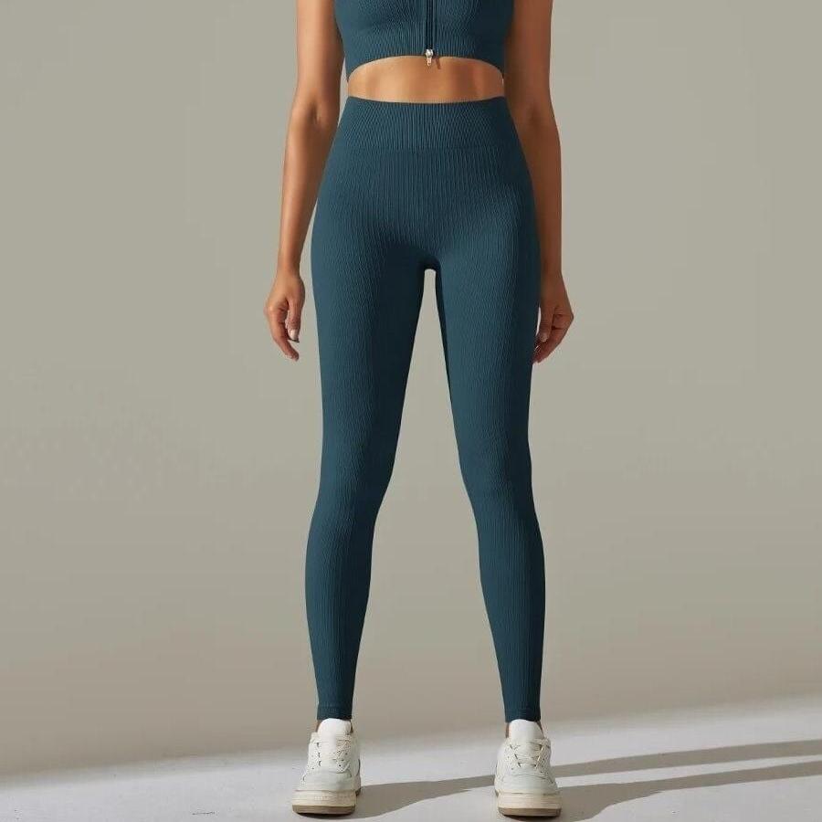 Ensemble Sport Legging Côtelé et Top Zippé  | Yogaova