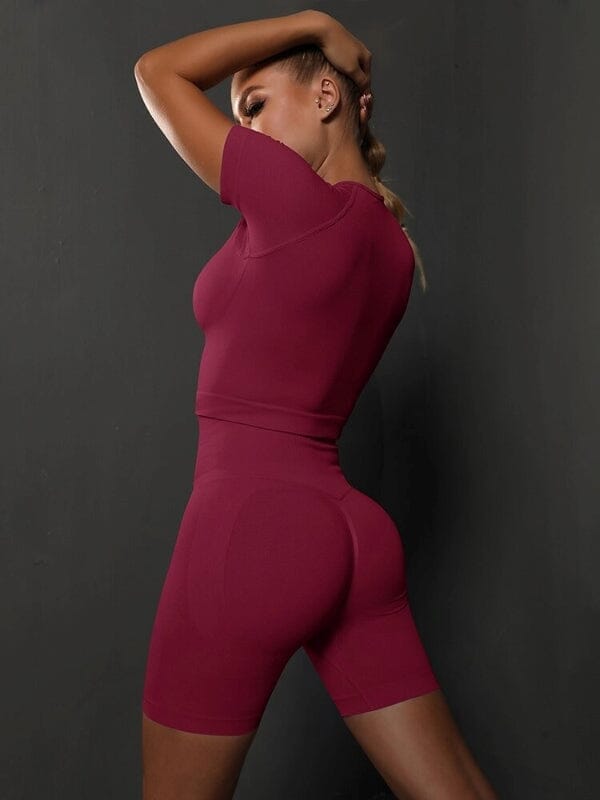 Ensemble Sport Short et Crop Top Sans Couture | Yogaova