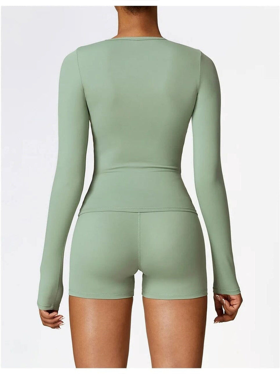 Ensemble Sport Short et T-Shirt Manches Longues - DynamoDiva | Yogaova