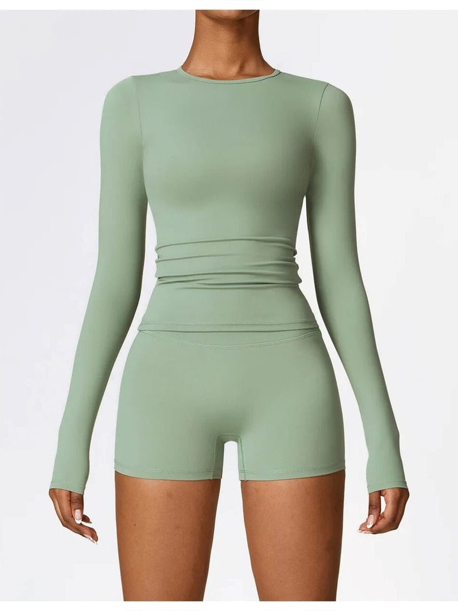 Ensemble Sport Short et T-Shirt Manches Longues - DynamoDiva | Yogaova