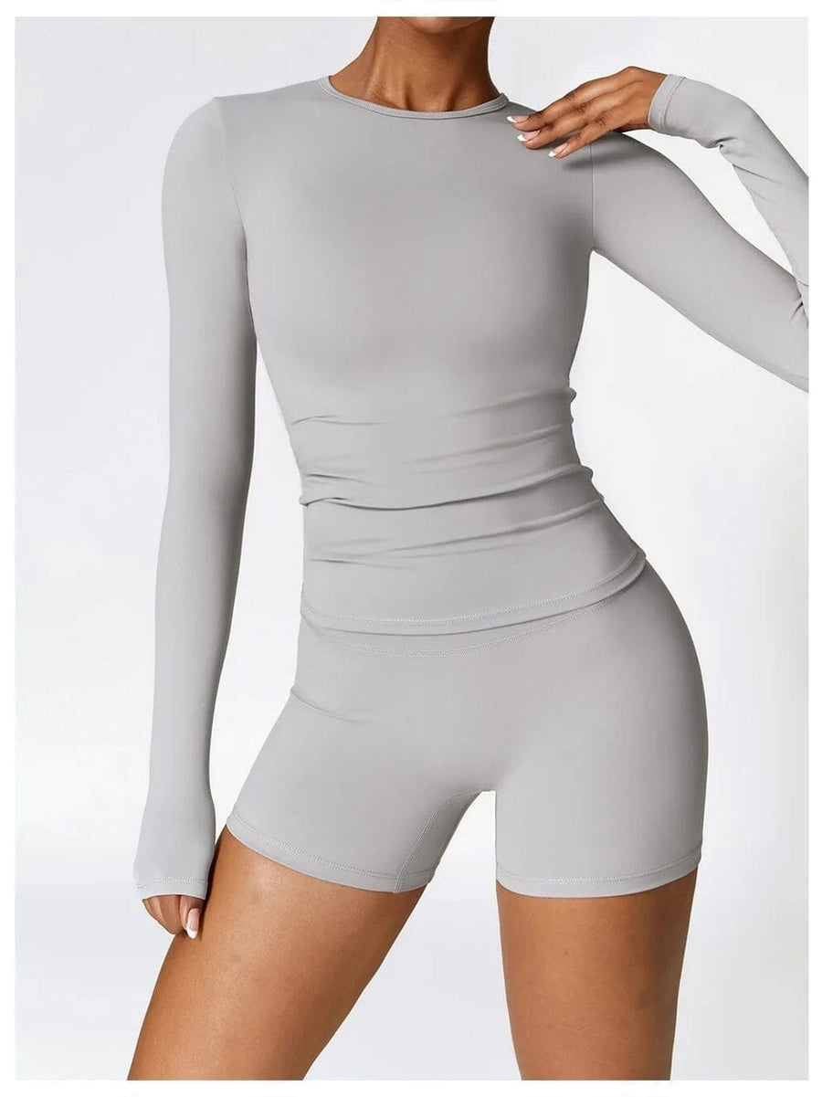 Ensemble Sport Short et T-Shirt Manches Longues - DynamoDiva | Yogaova