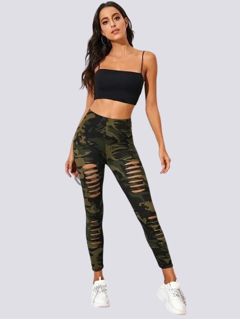 Legging Camouflage Troué Sport | Yogaova