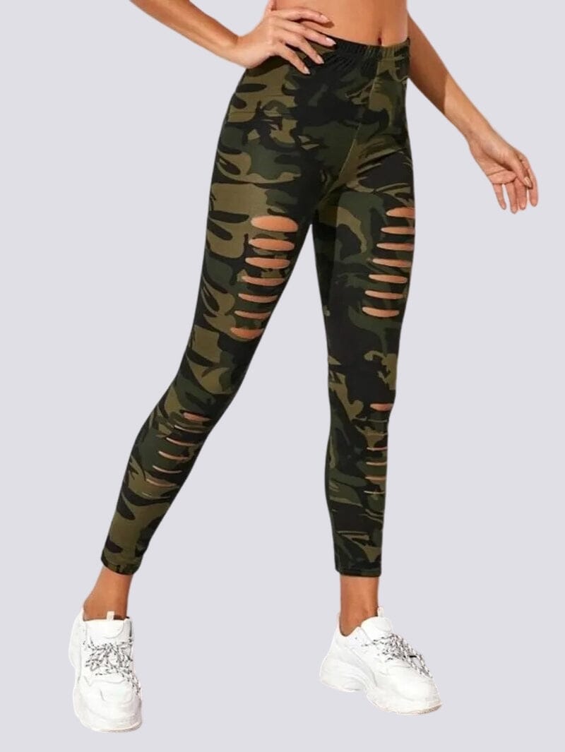 Legging Camouflage Troué Sport | Yogaova