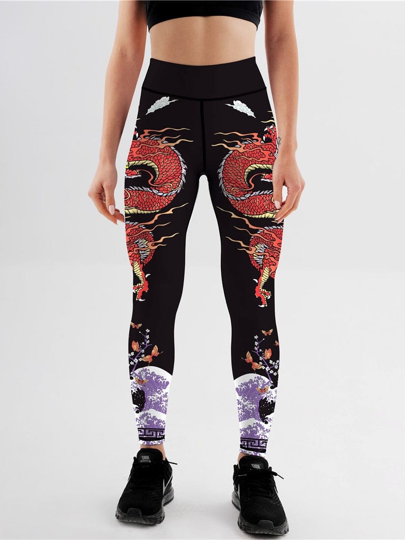 Legging Dragon Japonais Imprimé | Yogaova