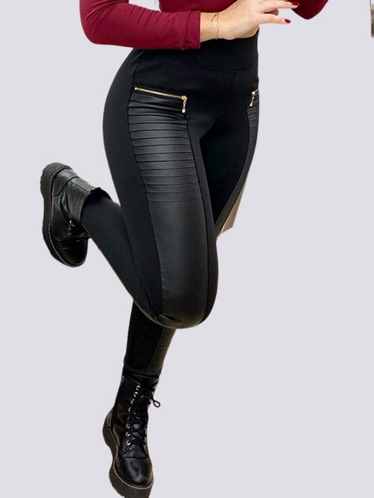 Legging Effet Cuir Taille Haute | Yogaova