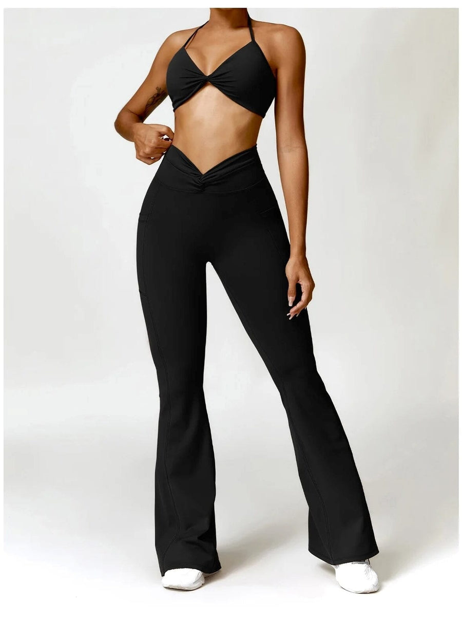 Legging Evasé Ceinture Plissée - Tendance 2024 | Yogaova