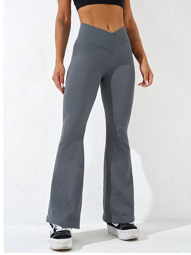 Legging Évasé Côtelé Taille Croisée Push Up | Yogaova