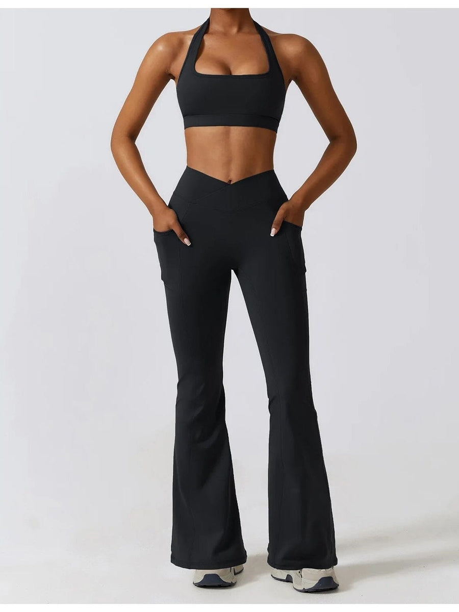Legging Évasé Taille Croisée Sans Couture (Poche) | Yogaova