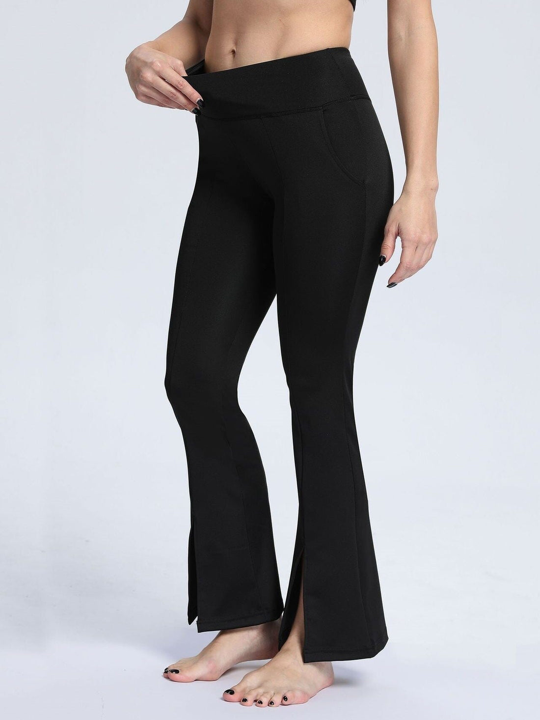 Legging Fente Devant - Noir (Poches) | Yogaova