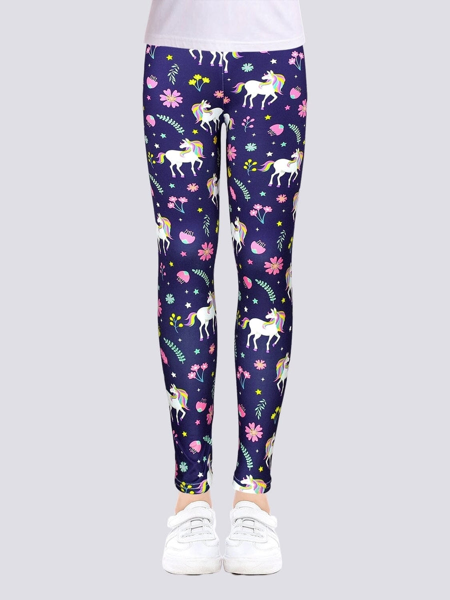 Legging Fille Bleu Marine Licorne | Yogaova