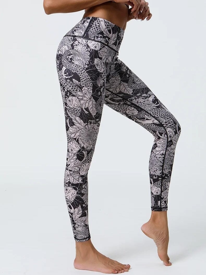 Legging Fitness Motifs Artistiques Noir et Blanc | Yogaova