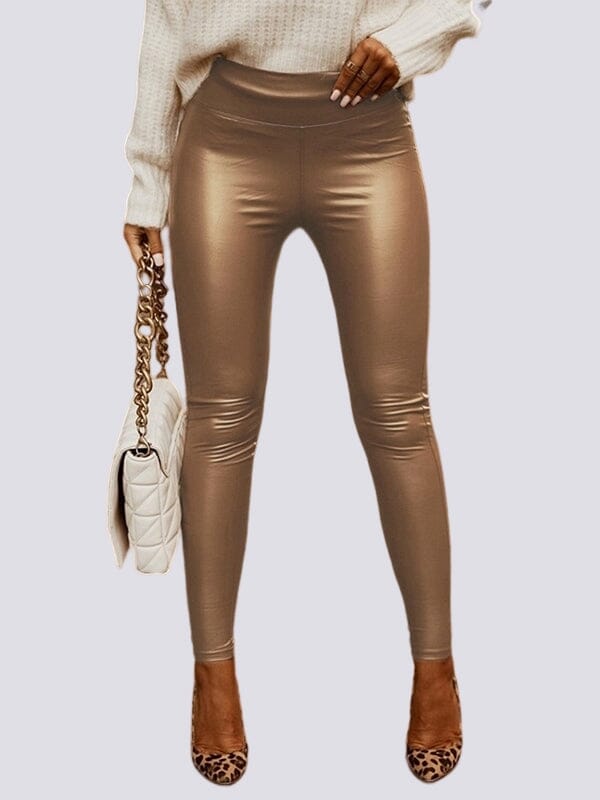 Legging Imitation Cuir Taille Haute | Yogaova