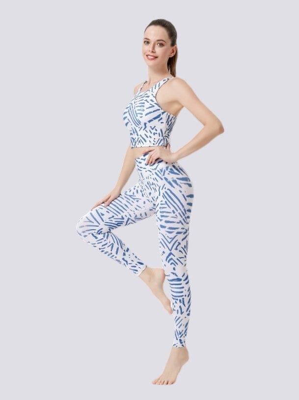 Legging Imprimé Bleu et Blanc - Sport | Yogaova