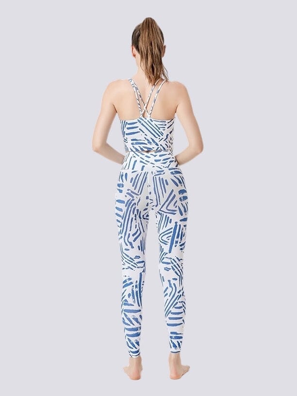 Legging Imprimé Bleu et Blanc - Sport | Yogaova