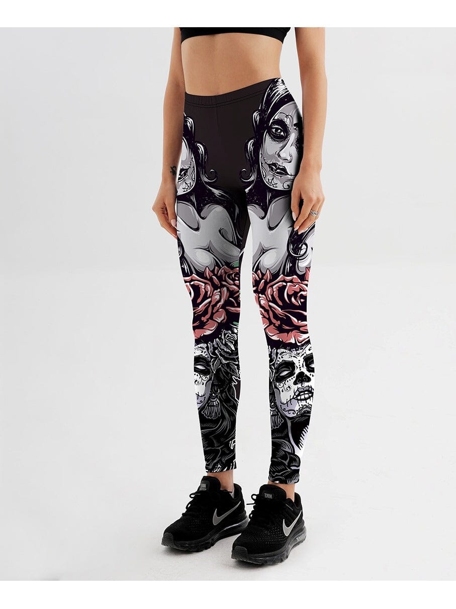 Legging Imprimé Gothique Rose | Yogaova
