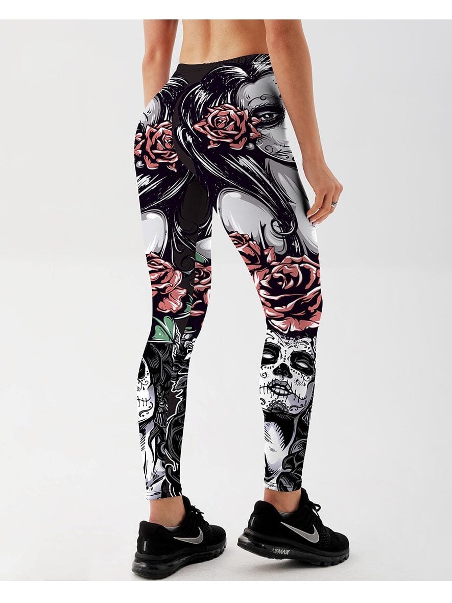 Legging Imprimé Gothique Rose | Yogaova