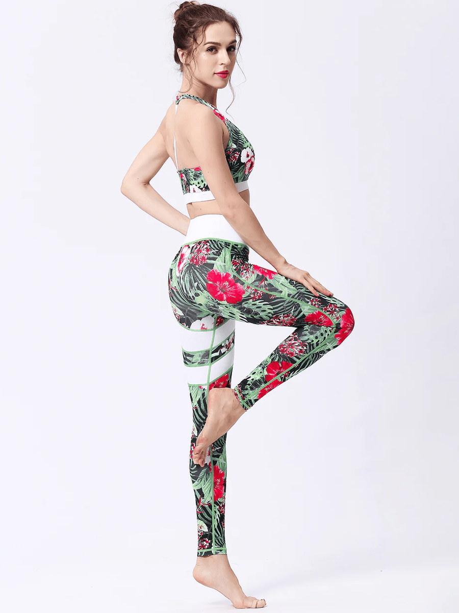 Legging Motif Floral Sport | Yogaova