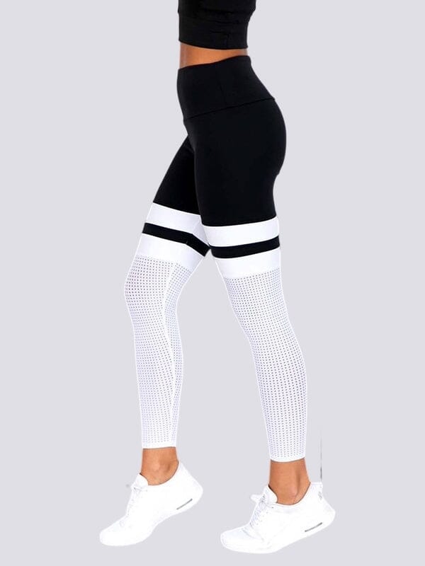 Legging Noir Blanc Sport Taille Haute | Yogaova