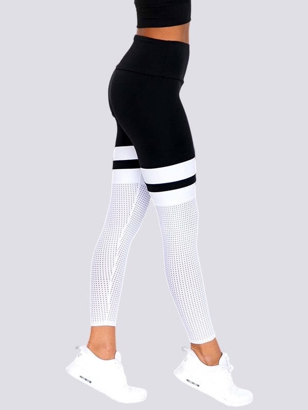 Legging Noir Blanc Sport Taille Haute | Yogaova