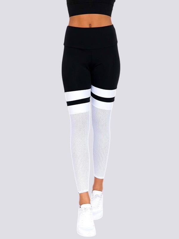 Legging Noir Blanc Sport Taille Haute | Yogaova