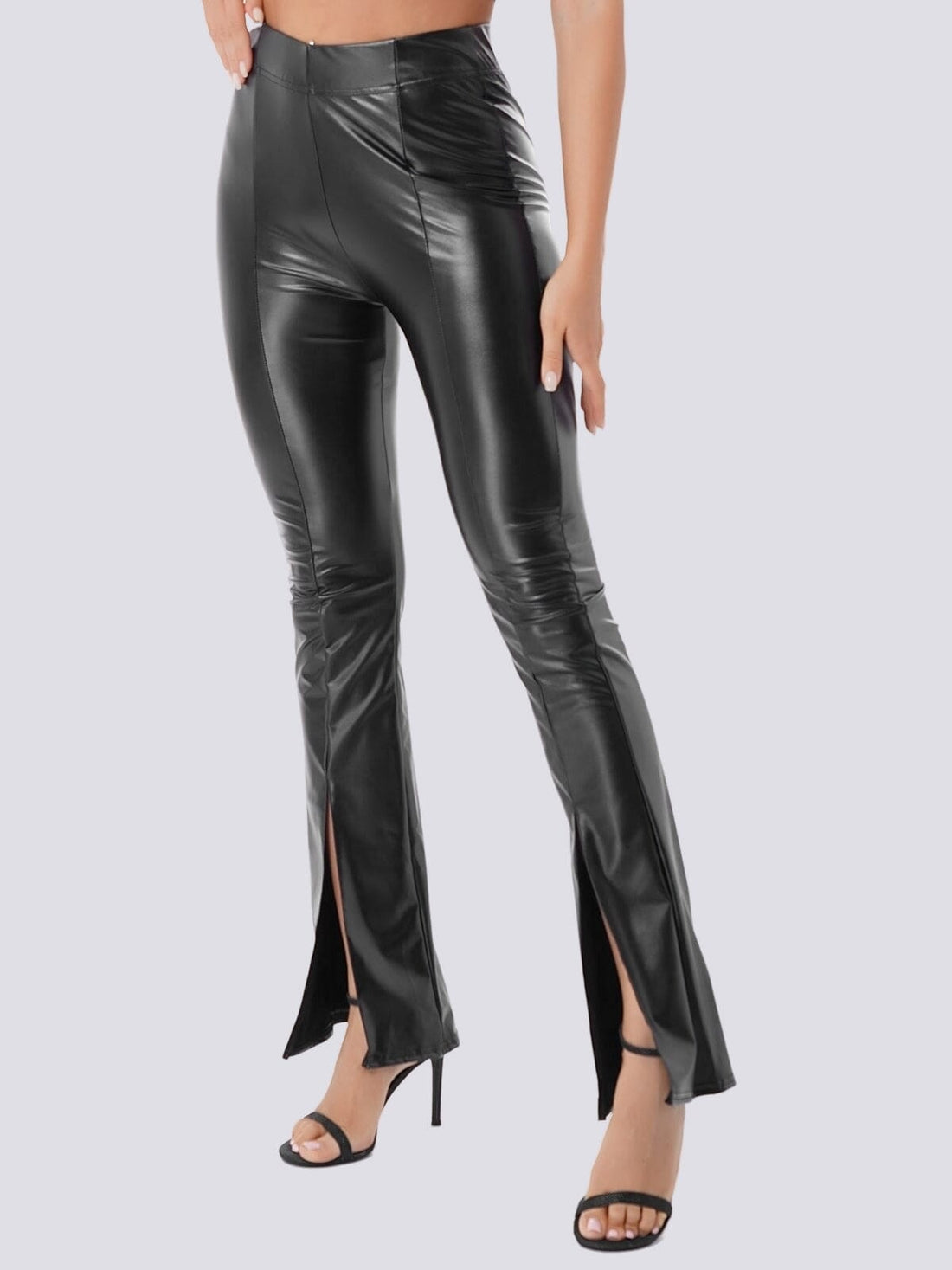 Legging Simili Cuir Évasé Fendu | Yogaova
