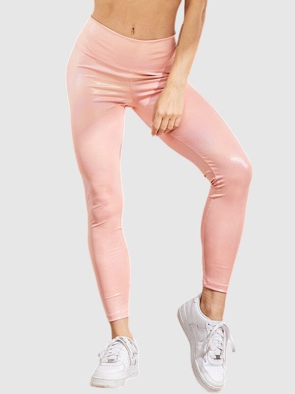 Legging Simili Cuir Rose Brillant Push Up | Yogaova