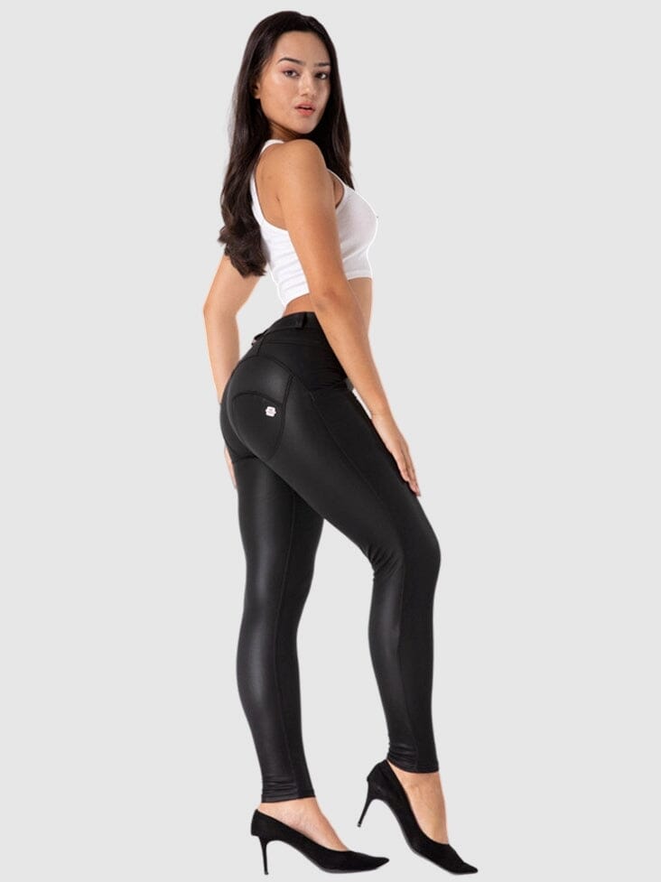 Legging Simili Cuir Taille Basse Push Up | Yogaova