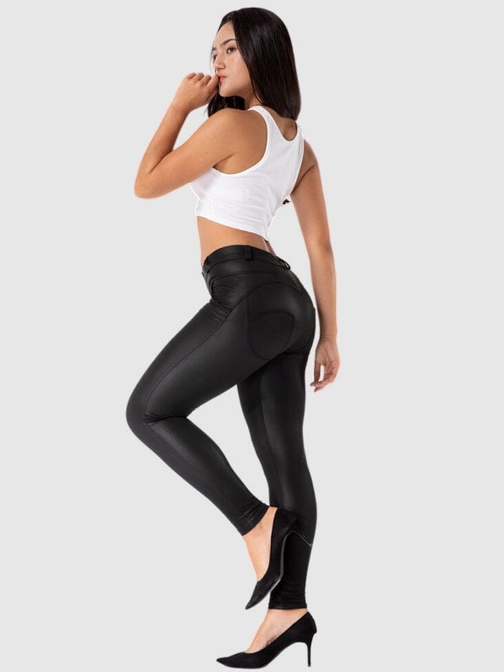 Legging Simili Cuir Taille Basse Push Up | Yogaova