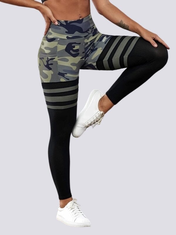 Legging Sport Camouflage Maintien Ferme Taille Haute (Poches) | Yogaova