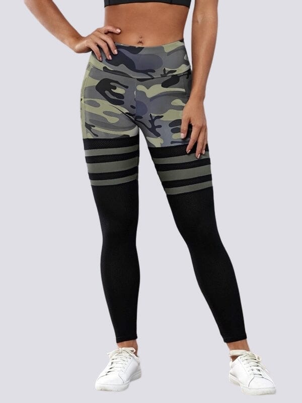 Legging Sport Camouflage Maintien Ferme Taille Haute (Poches) | Yogaova