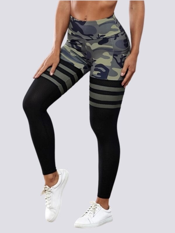 Legging Sport Camouflage Maintien Ferme Taille Haute (Poches) | Yogaova