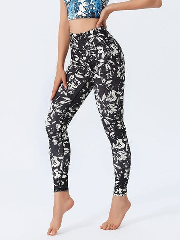 Legging Sport Noir Floral | Yogaova