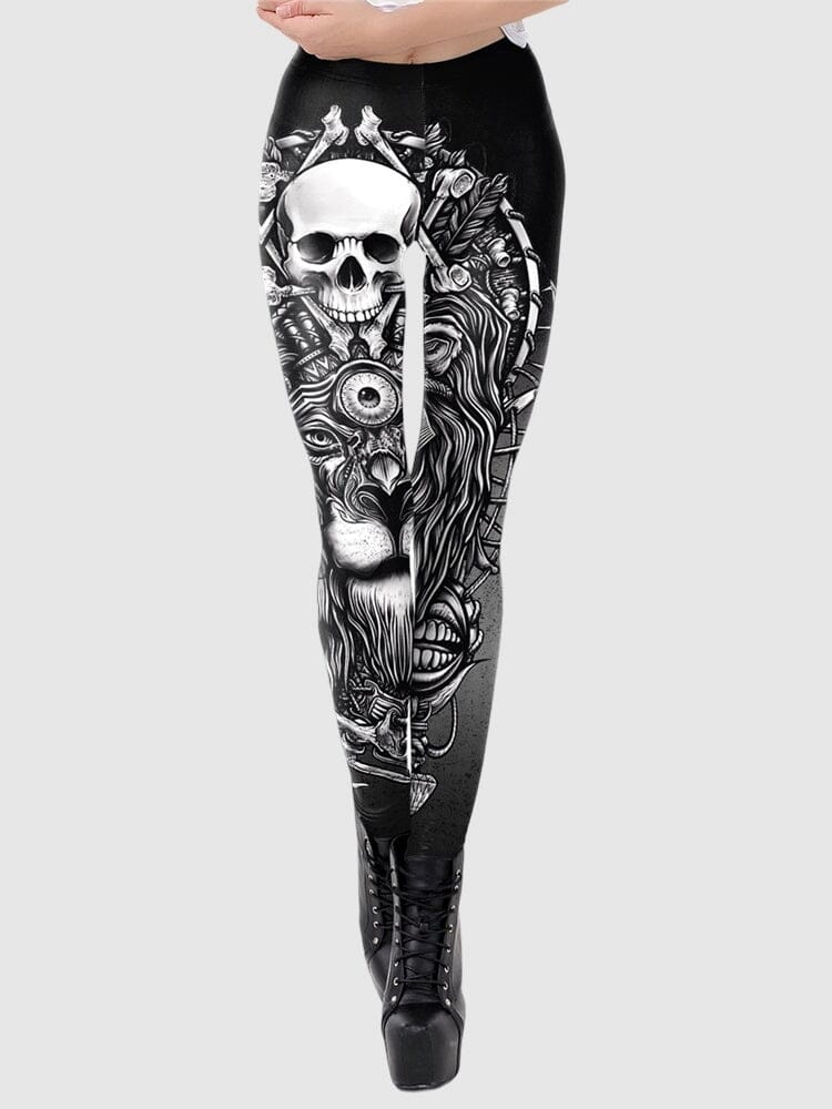 Legging Tête de Mort et Lion | Yogaova