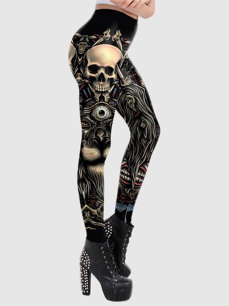 Legging Tête de Mort et Lion | Yogaova