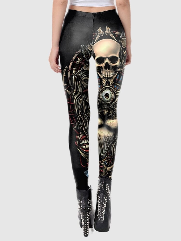 Legging Tête de Mort et Lion | Yogaova