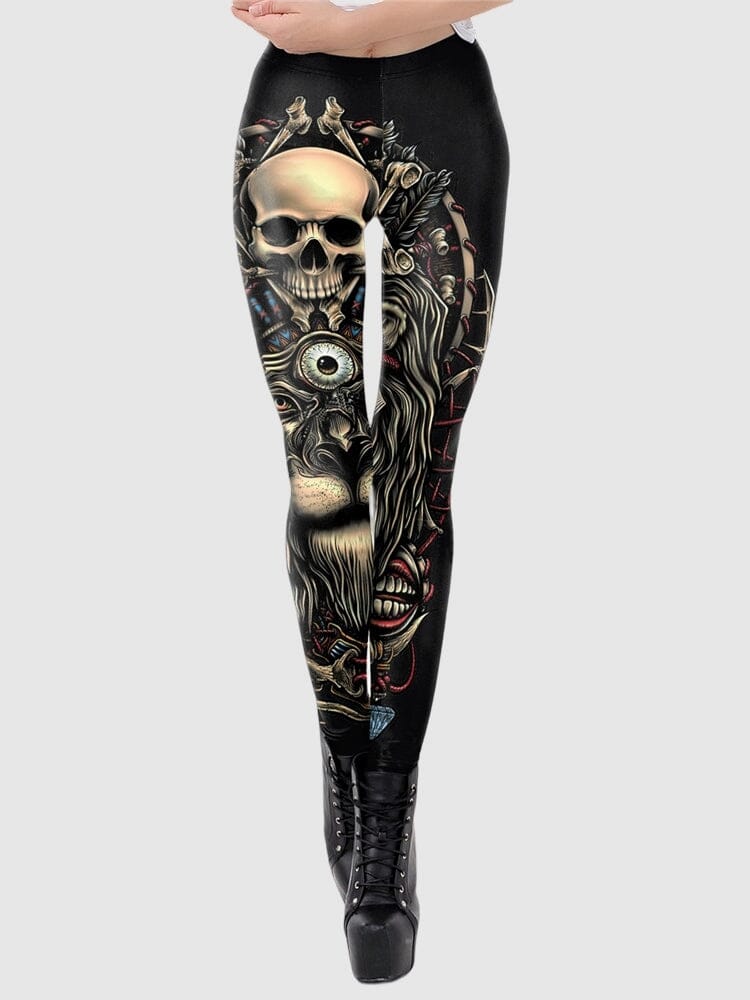 Legging Tête de Mort et Lion | Yogaova