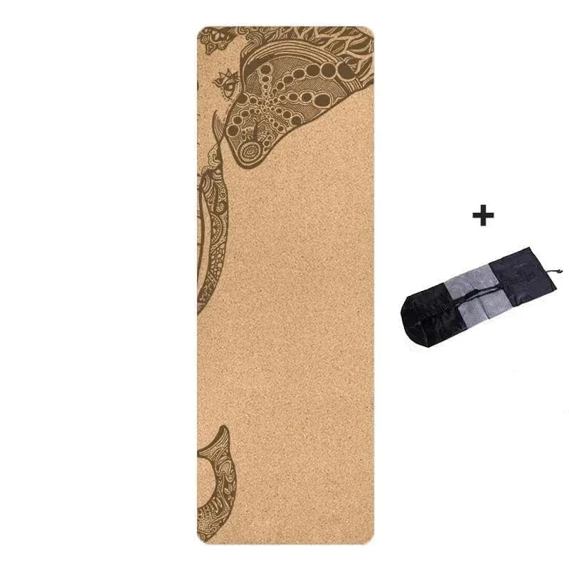 Lot de 2 Tapis de Yoga en Liège Naturel Motif Éléphant 4mm