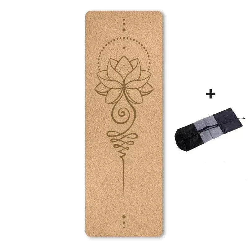 Lot de 2 Tapis de Yoga en Liège Naturel Motif Fleur 4mm