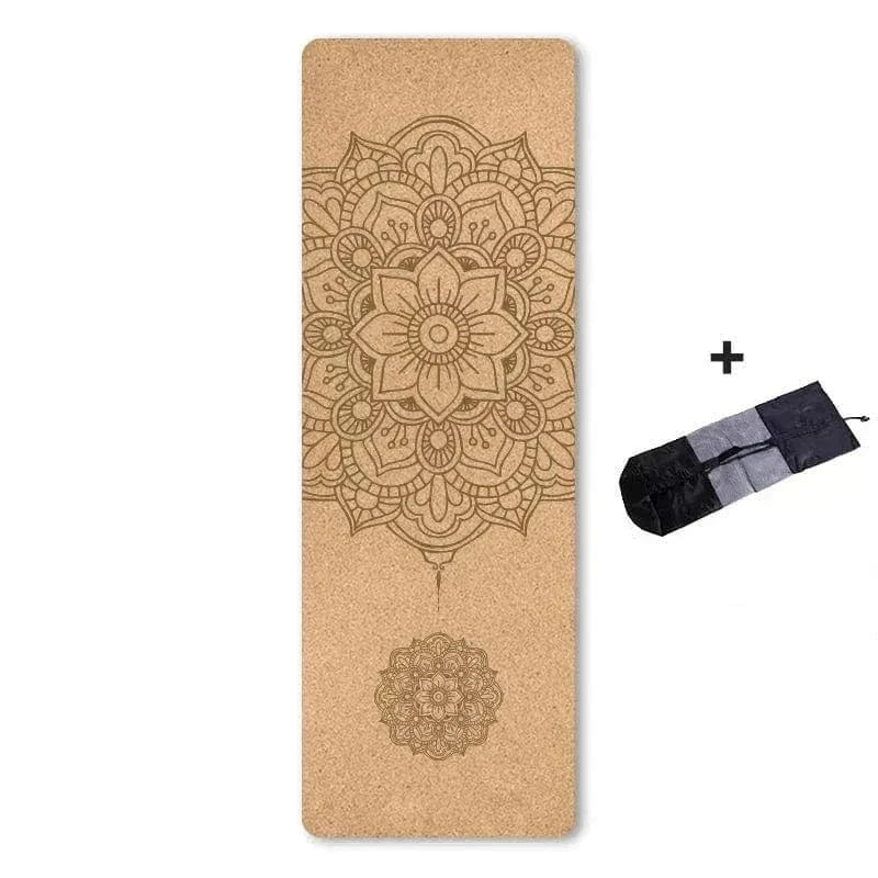 Lot de 2 Tapis de Yoga en Liège Naturel Motif Mandala 4mm