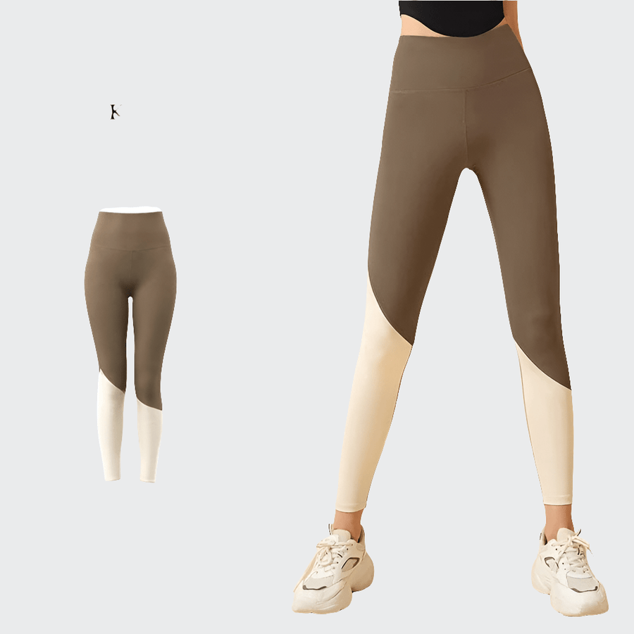 Pantalon de Yoga Femme Slim Bicolore