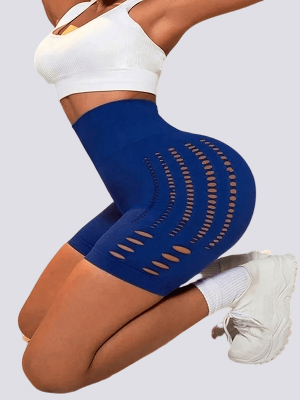 Short de Sport Push Up Bleu avec Découpes Sans Couture | Yogaova