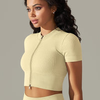 T-Shirt Sport Zippé Manches Courtes  | Yogaova