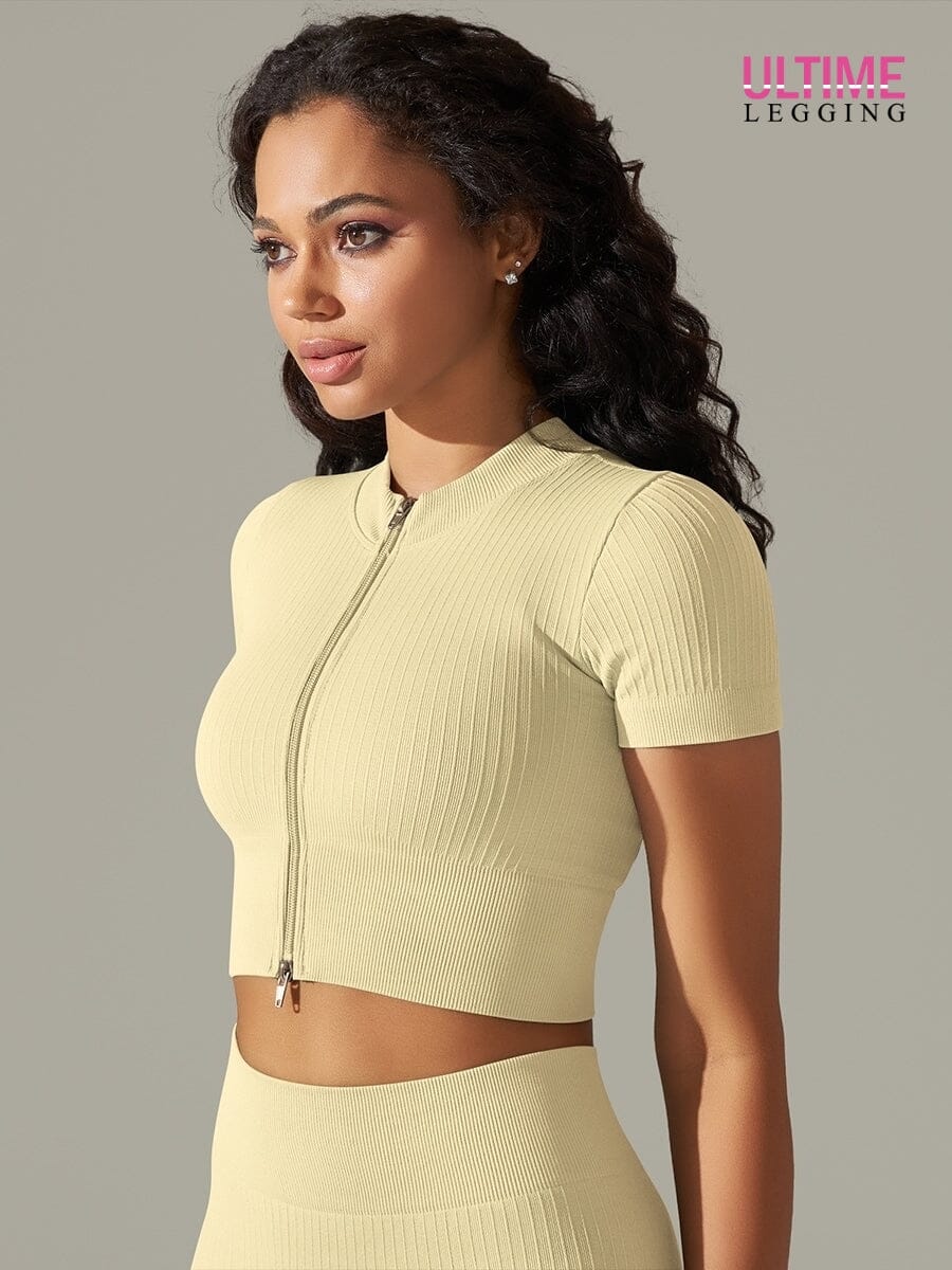 T-Shirt Sport Zippé Manches Courtes  | Yogaova