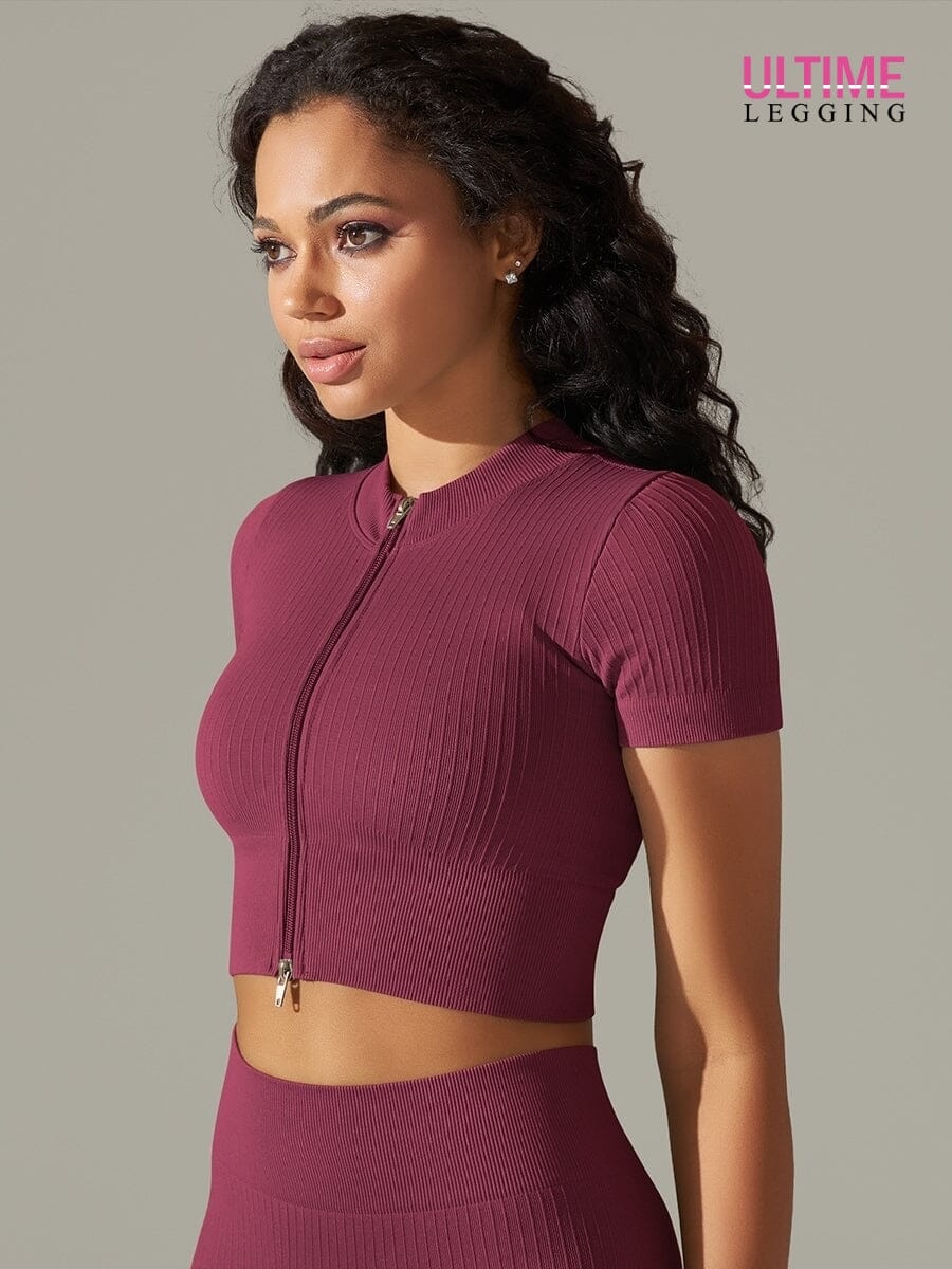 T-Shirt Sport Zippé Manches Courtes  | Yogaova