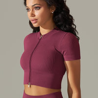 T-Shirt Sport Zippé Manches Courtes  | Yogaova
